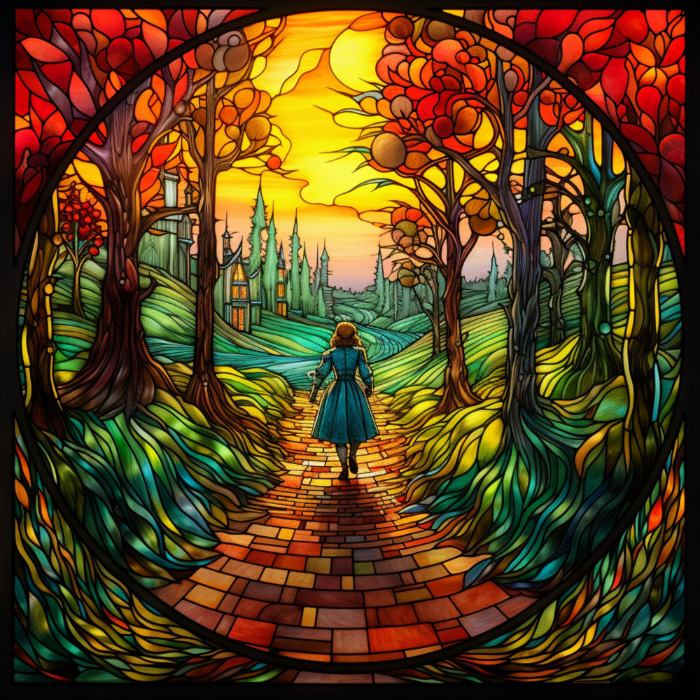 Stained Glass Wizard of OZ Fabric Panel 4