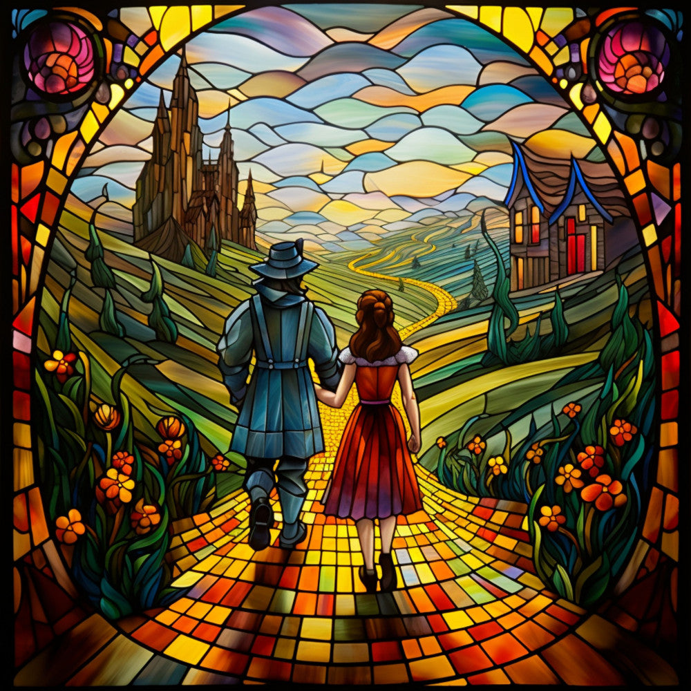 Stained Glass Wizard of OZ Fabric Panel 5