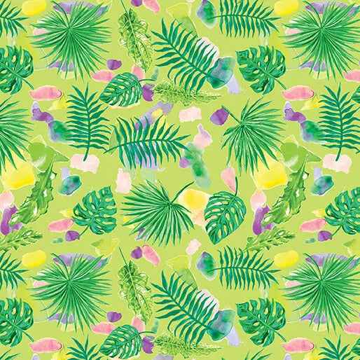 Starlight Safari - Scattered Leaves - Lime 44" / 45" Fabric Per Yard The Fabric Company