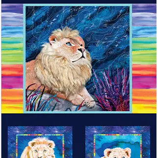 Starlight Safari - Star Lion Panel The Fabric Company