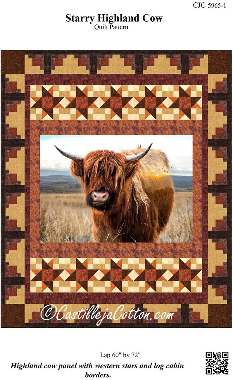 Starry Highland Cow Quilt Pattern - Linda's Electric Quilters