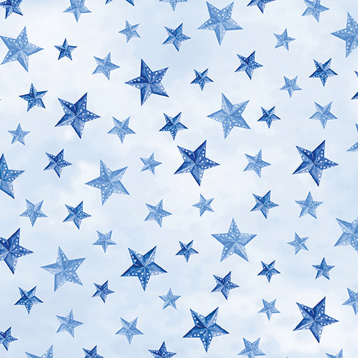 Stars of Liberty Light Blue Cotton 44"/45" Fabric Per Yard