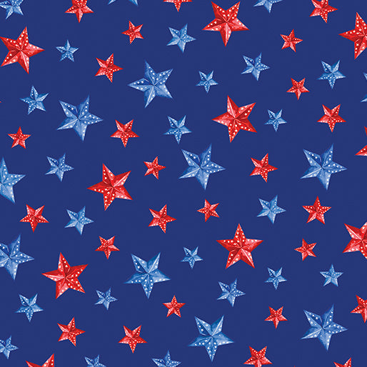 Stars of Liberty Navy Cotton 44"/45" Fabric Per Yard