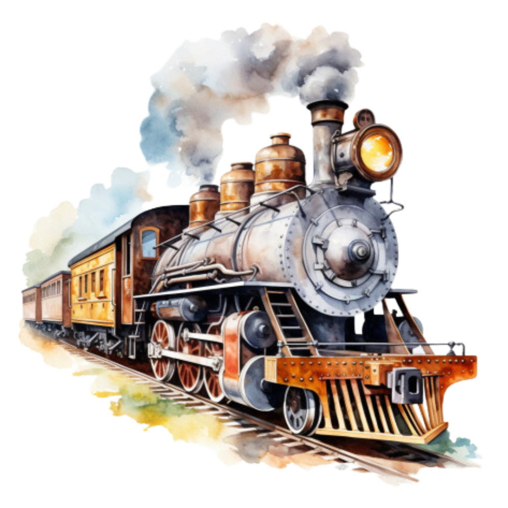 Steam Engine Train Fabric Panel 12 QuiltingFabricPanels