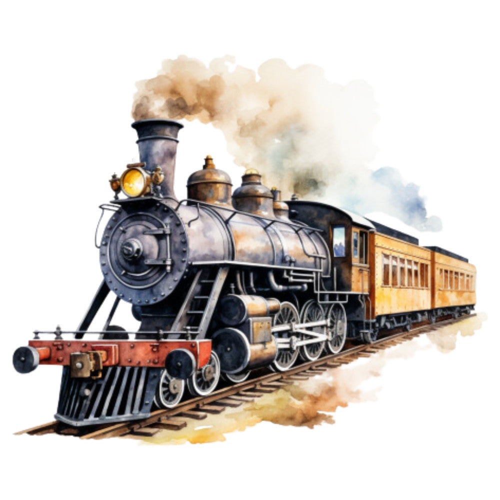 Steam Engine Train Fabric Panel 2 QuiltingFabricPanels