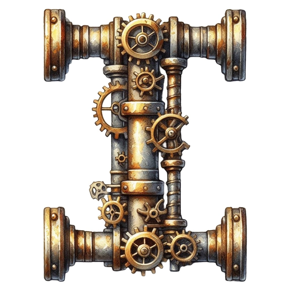 Steampunk Letter I Fabric Panel