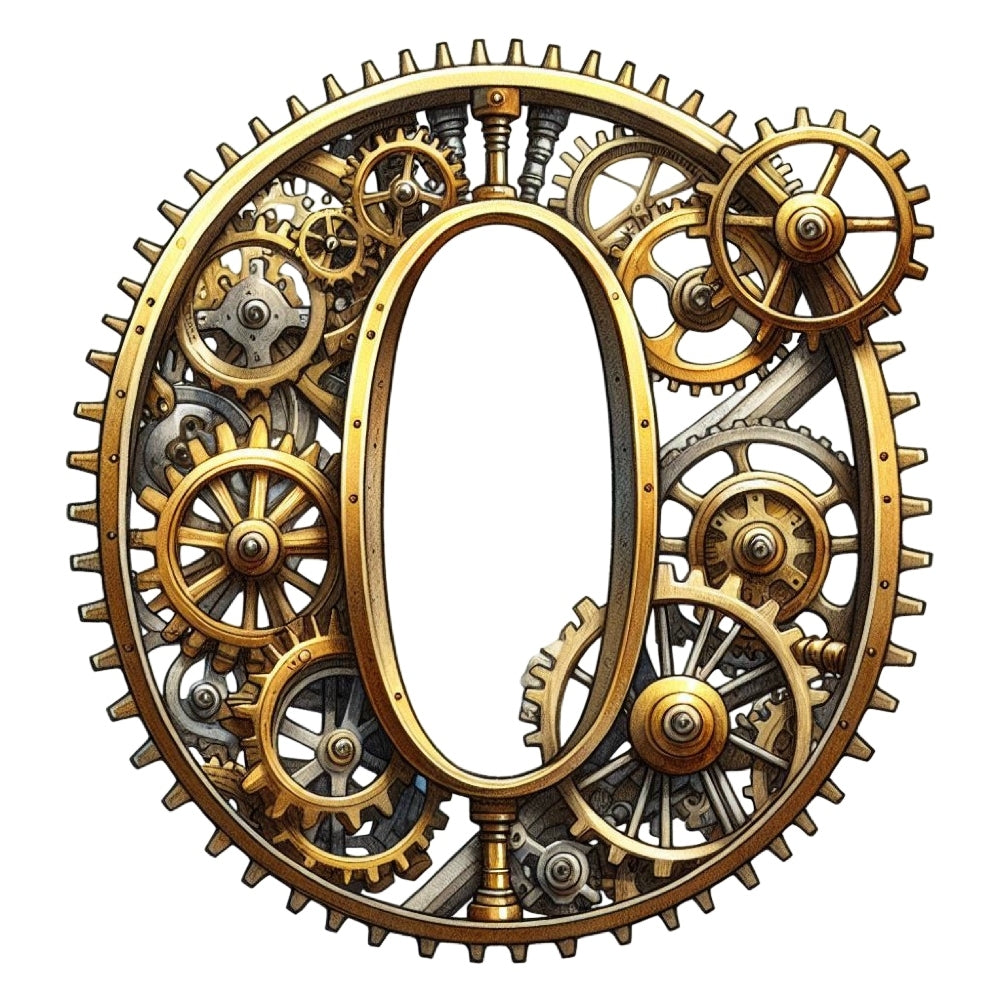 Steampunk Letter O Fabric Panel