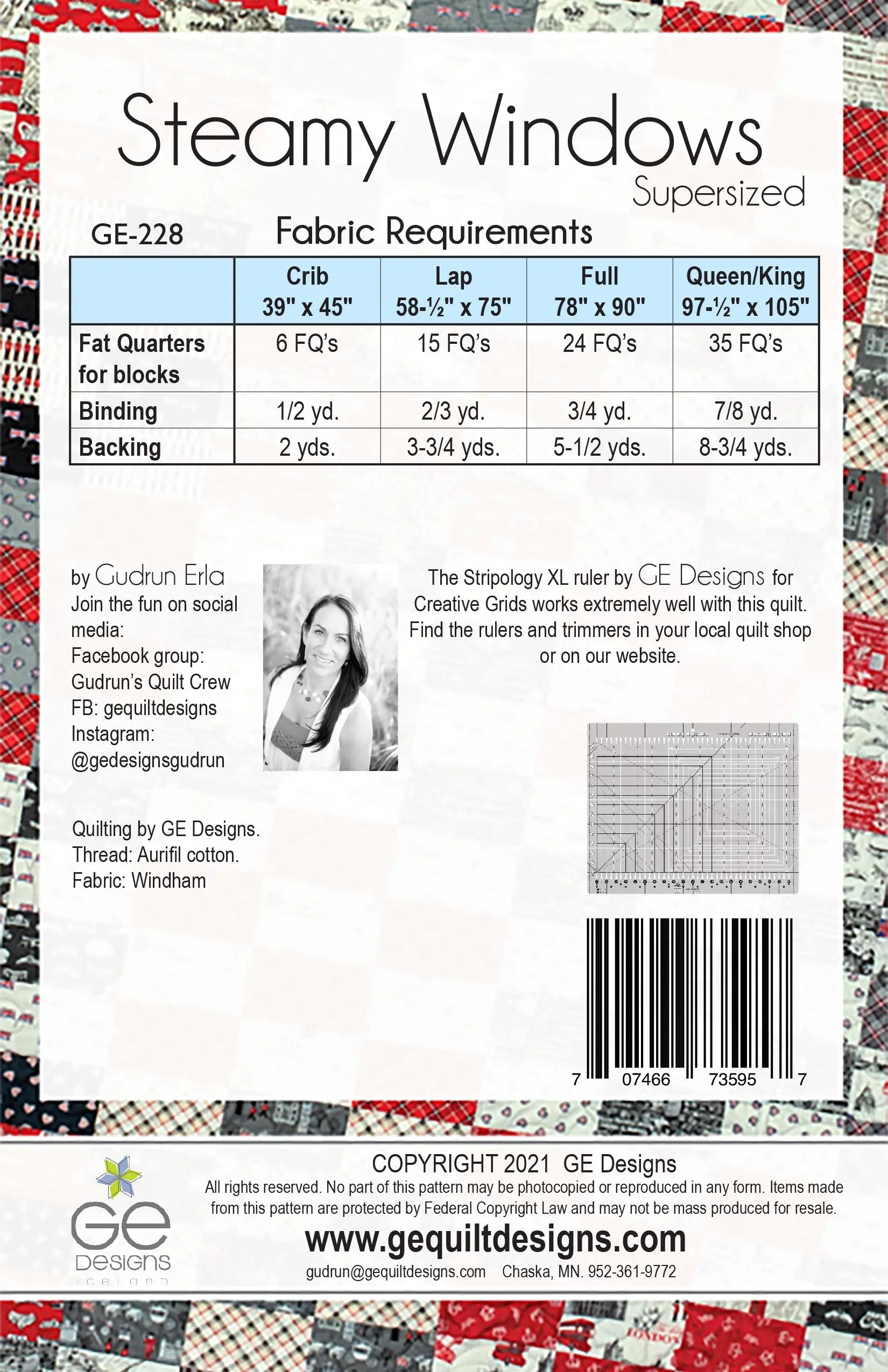 Steamy Windows Supersized Pattern 228 GE Designs