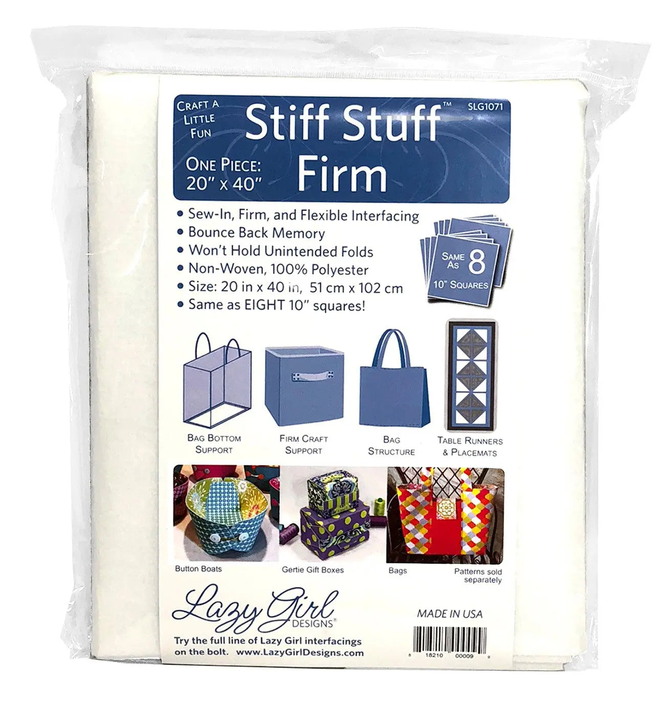 Stiff Stuff 20in x 40in Pack - Linda's Electric Quilters