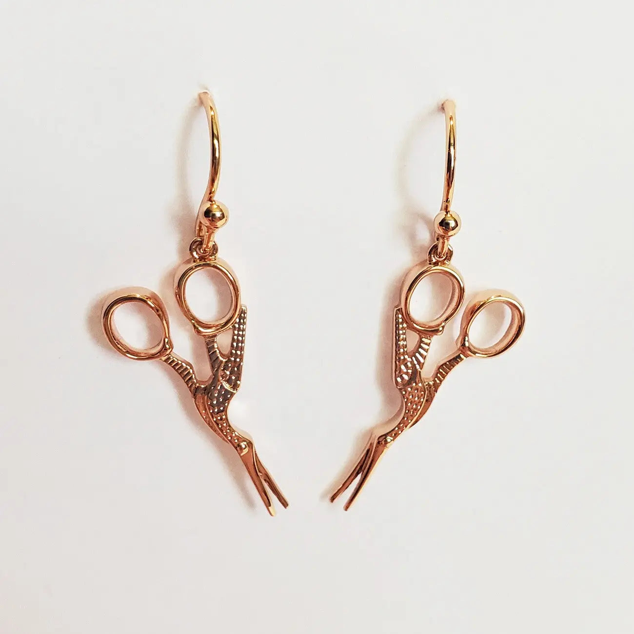 Stork Scissor Drop Earring Rose Gold - Linda's Electric Quilters