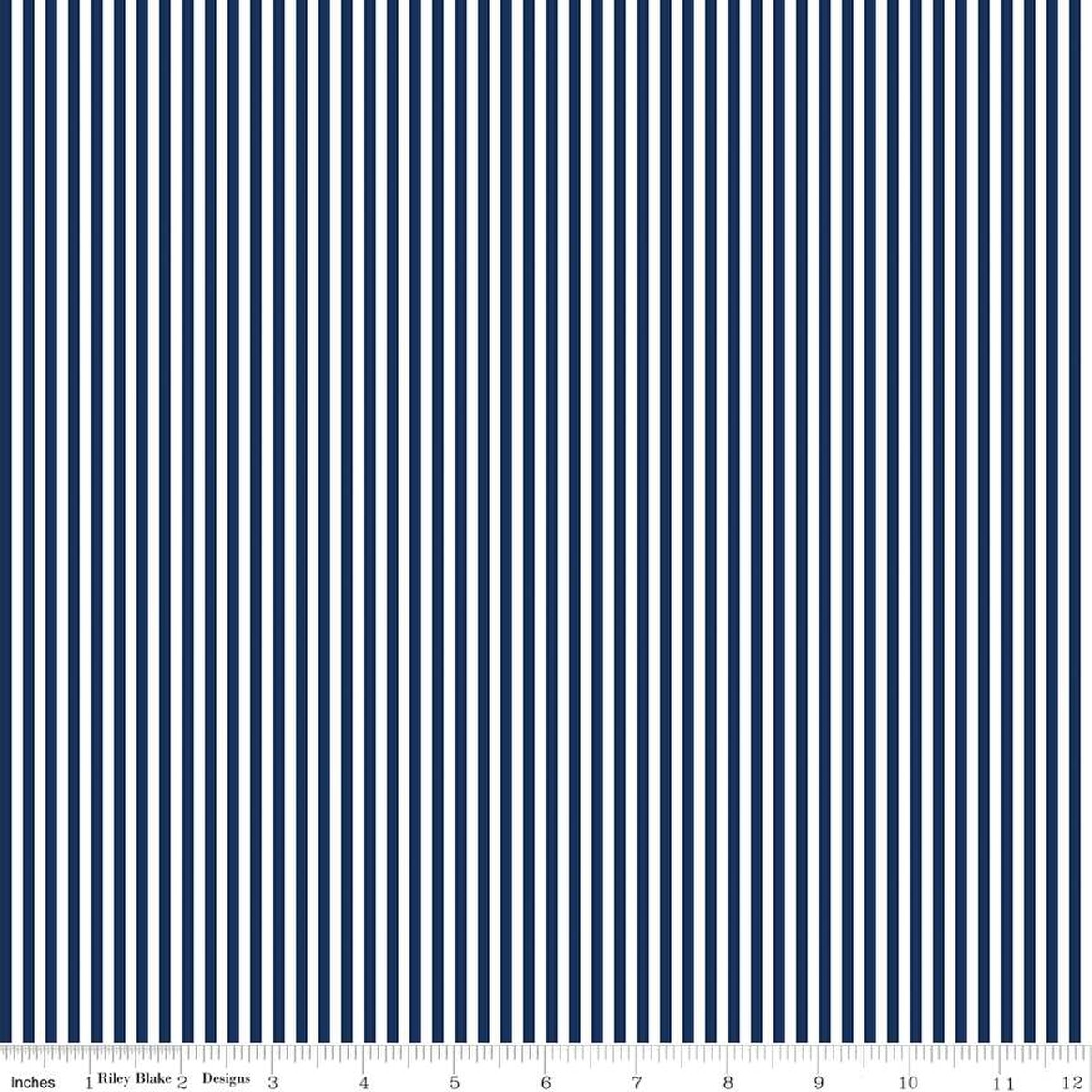 Stripe 1/8 Inch Navy 44"/45" Cotton Fabric Per Yard