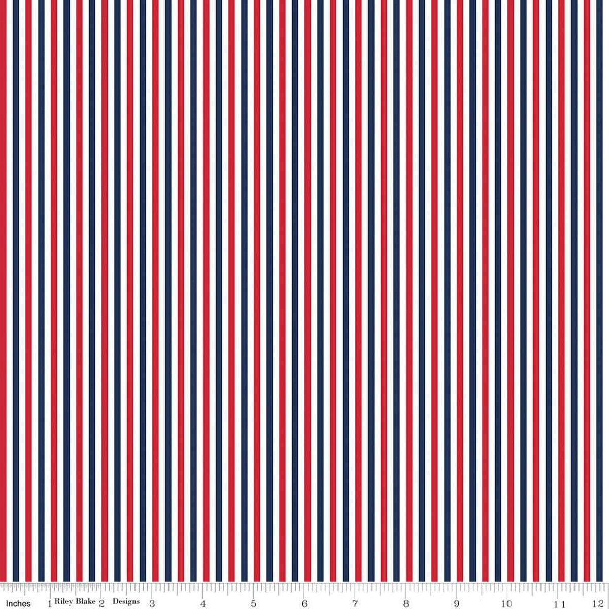 Stripe 1/8 Inch Patriotic 44"/45" Cotton Fabric Per Yard