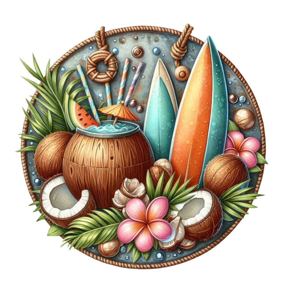 Summer Beach Round Fabric Panel 15