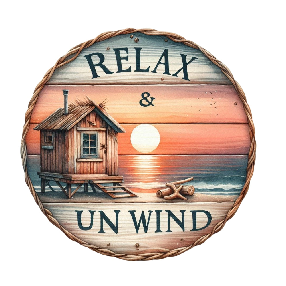 Summer Beach Round Fabric Panel 24
