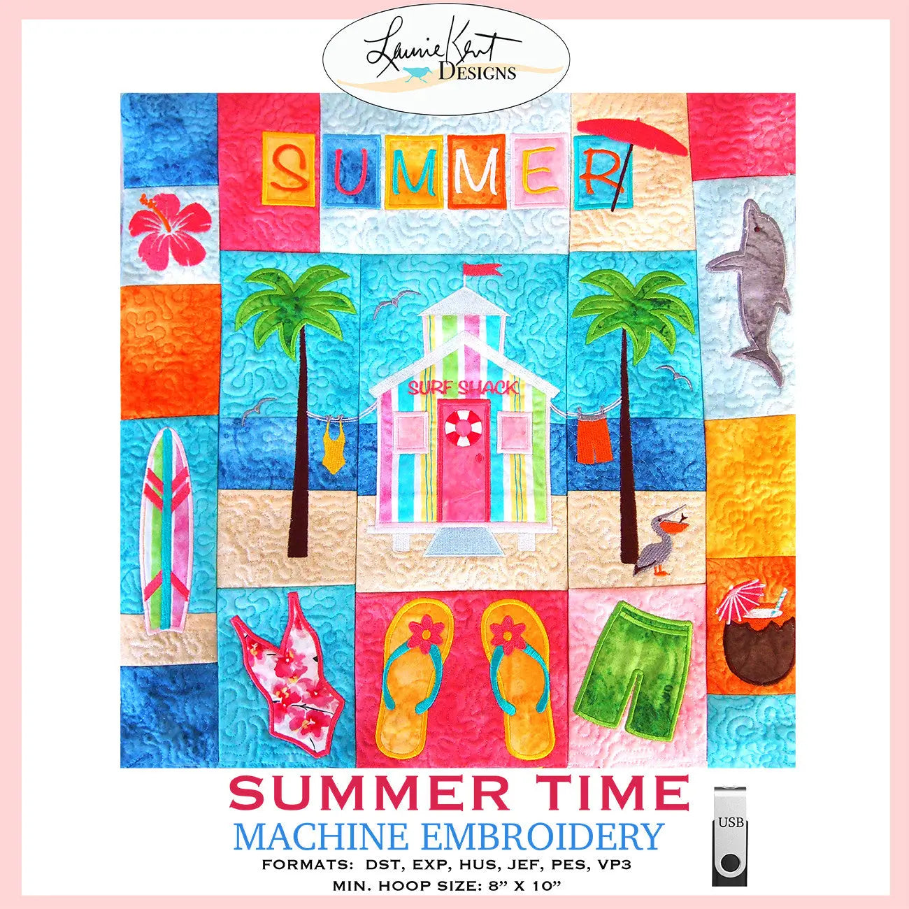 Summer Pillow Embroidery USB - Linda's Electric Quilters