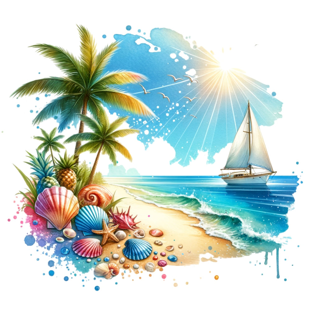 Summer at the Beach Fabric Panel 1 QuiltingFabricPanels