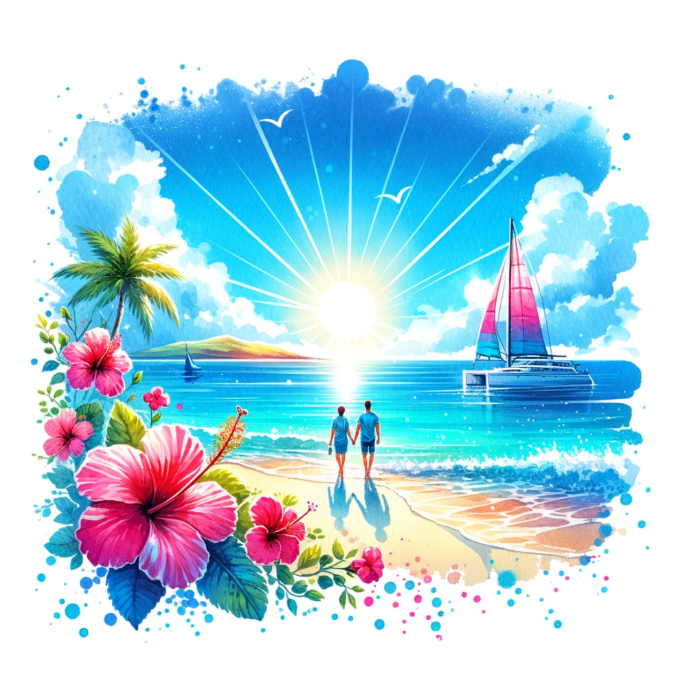 Summer at the Beach Fabric Panel 4