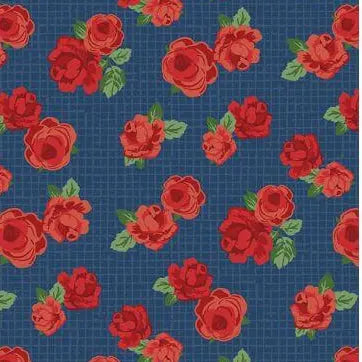 Summertime Daydream - Florals All Over - Navy 44" / 45" Fabric Per Yard The Fabric Company