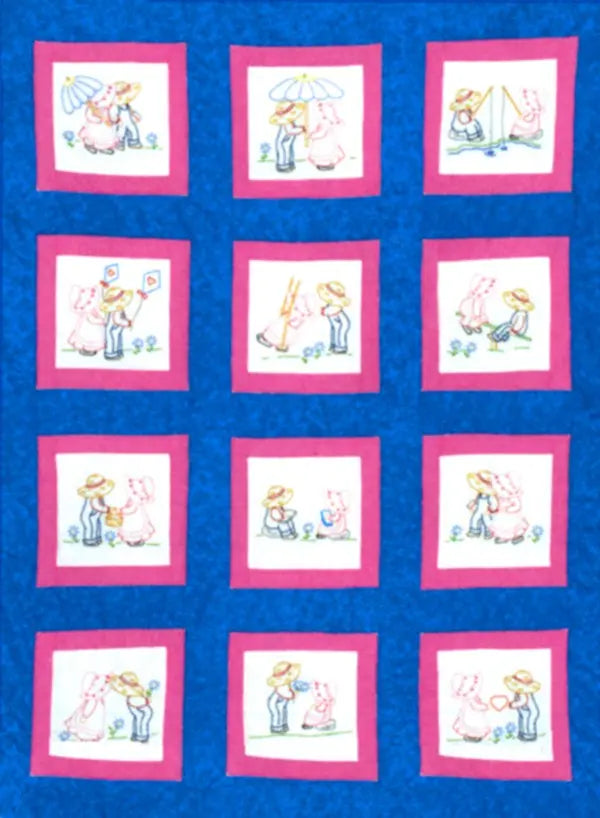 Sunbonnet Sue & Sam Theme Quilt Blocks 9in Square - Linda's Electric Quilters