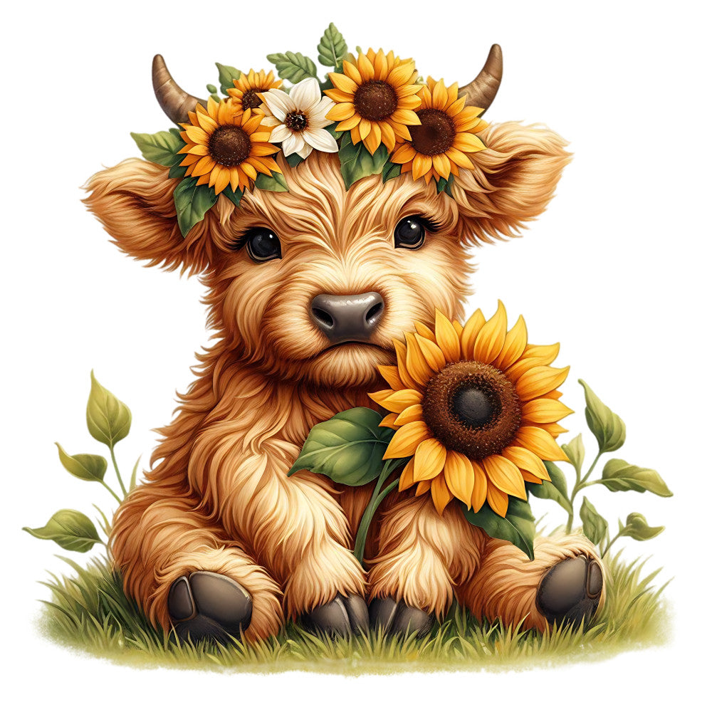 Sunflower Highland Cows Fabric Panel 25 - quilting cotton panel - Linda's Electric Quilters