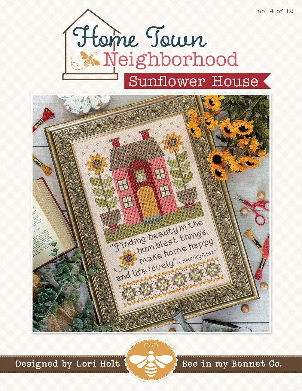 Sunflower House Cross Stitch Home Town Neighborhood - October 2024 - Linda's Electric Quilters