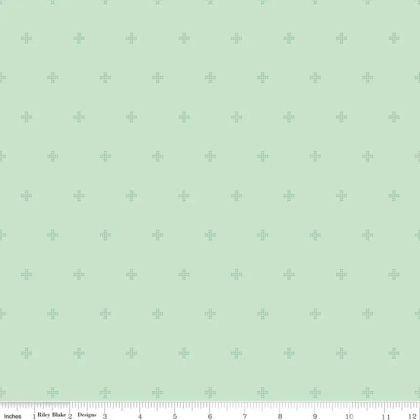 Sunsetridge - Crosses - Mint 44" / 45" Fabric Per Yard The Fabric Company