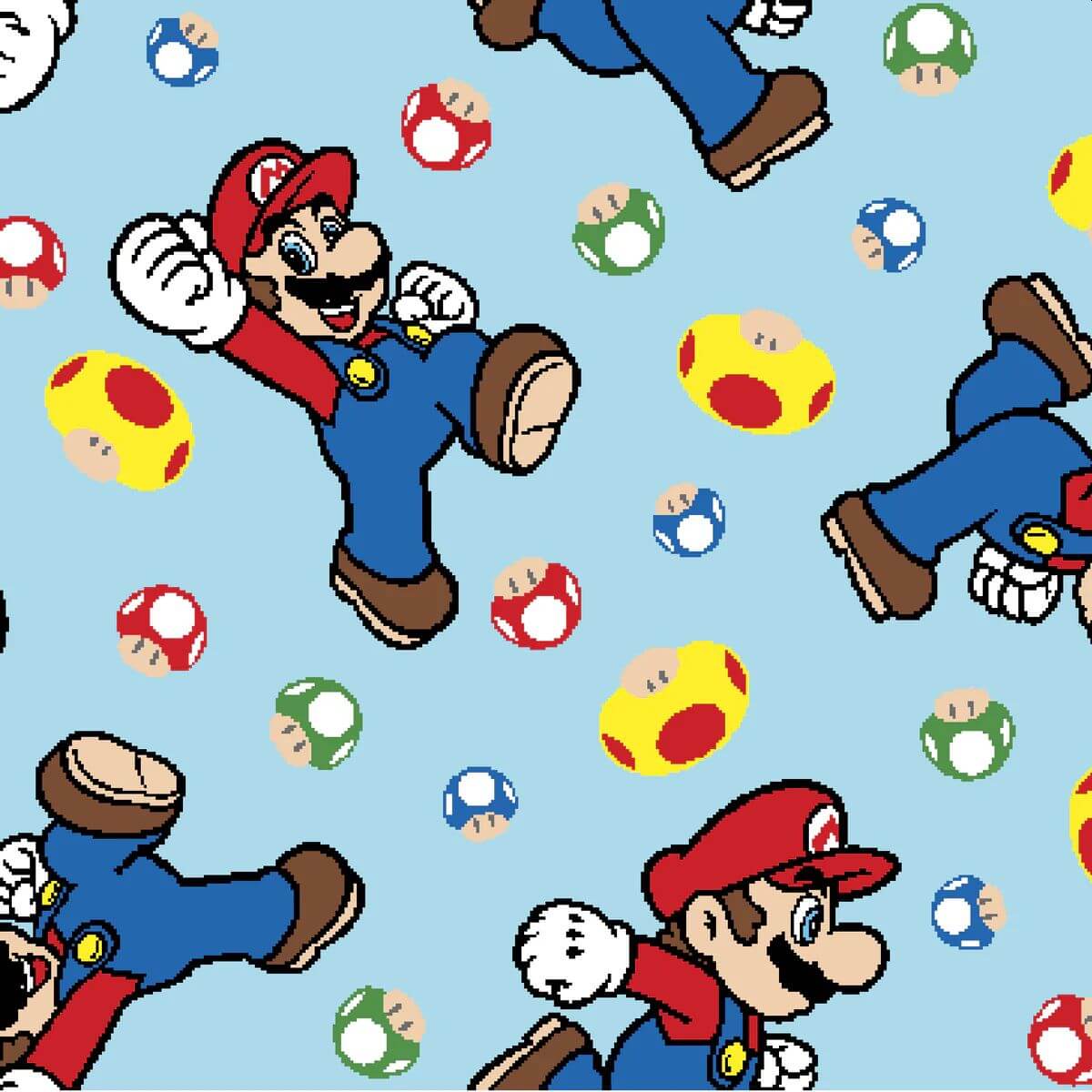 Super Mario - Mario & Mushroom Toss 44" / 45" Fabric Per Yard