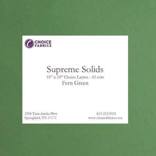 Green Supreme Solids - 10x10 Layers - Fern Green (42 cuts)