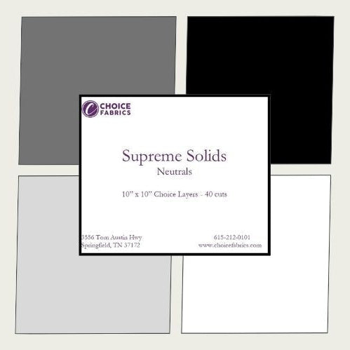 Black, Grey, White - Supreme Solids - 10x10 Layers - Neutrals (40 cuts)