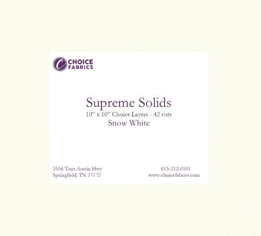 White Supreme Solids - 10x10 Layers - Snow White (42 cuts)