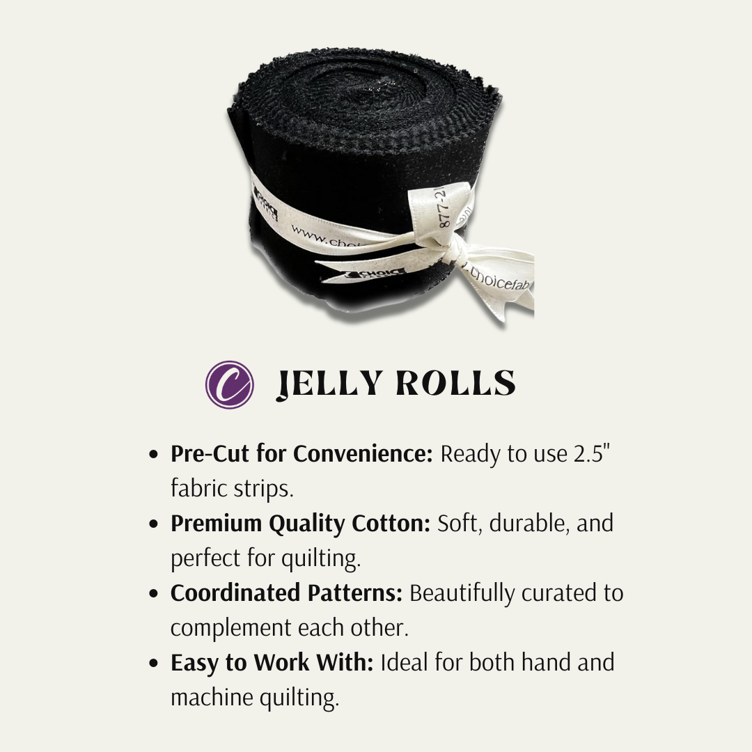 Black Supreme Solids - 2.5" Roll - Black (20 cuts)