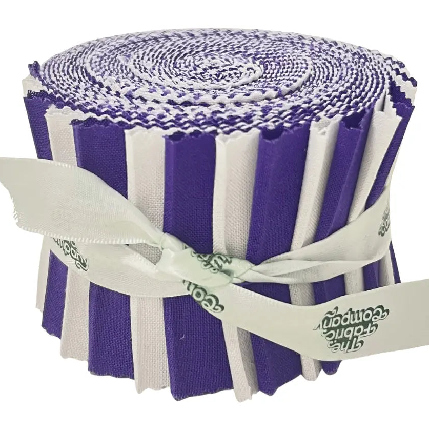 Purple, White Supreme Solids - 2.5" Roll - Purple & White (20 cuts)