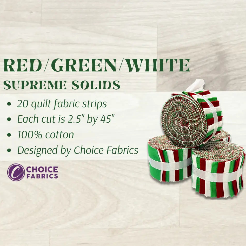 Green, Red, White - Supreme Solids - 2.5" Roll - Red/Green/White (20 cuts)