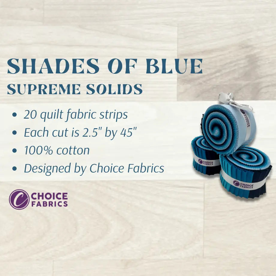 Blue Supreme Solids - 2.5" Roll - Shades of Blue (20 cuts)