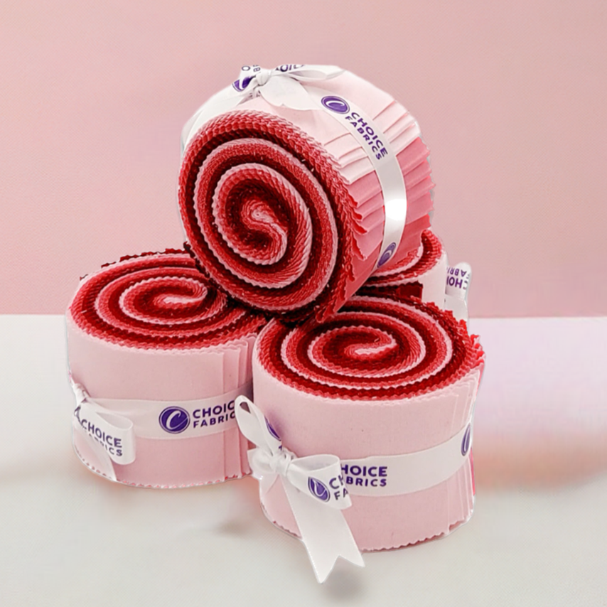Pink, Red Supreme Solids - 2.5" Roll - Shades of Pink & Red (20 cuts)