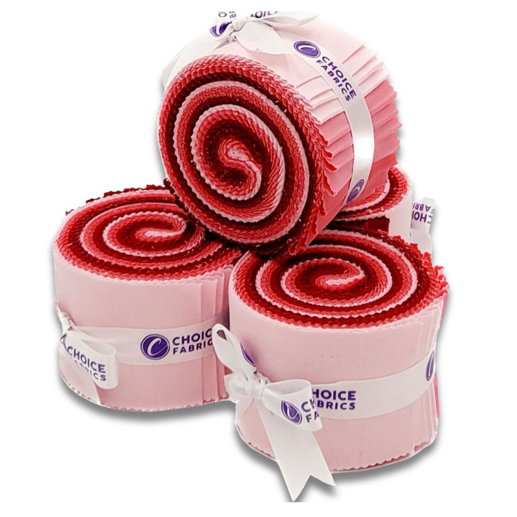 Pink, Red Supreme Solids - 2.5" Roll - Shades of Pink & Red (20 cuts)