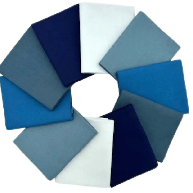 Blue Supreme Solids - Fat Quarter Bundle - 10 pack (Country Blues)