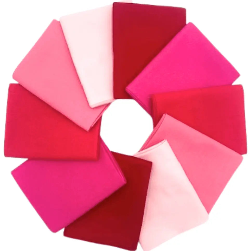 Pink Supreme Solids - Fat Quarter Bundle - 10 pack (Love Pop)
