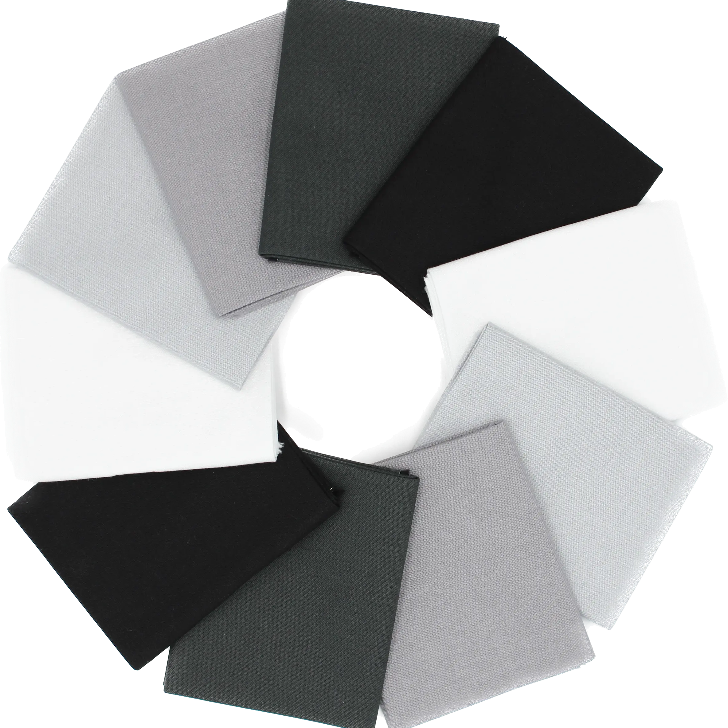 Black, Grey, White - Supreme Solids - Fat Quarter Bundle - 10 pack (White/Grey/Black)