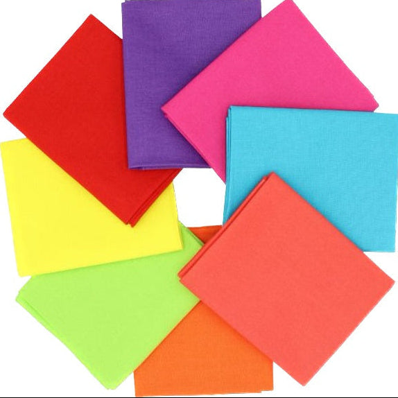 Multi Color Supreme Solids - Fat Quarter Bundle - 8 pack (Rainbow)
