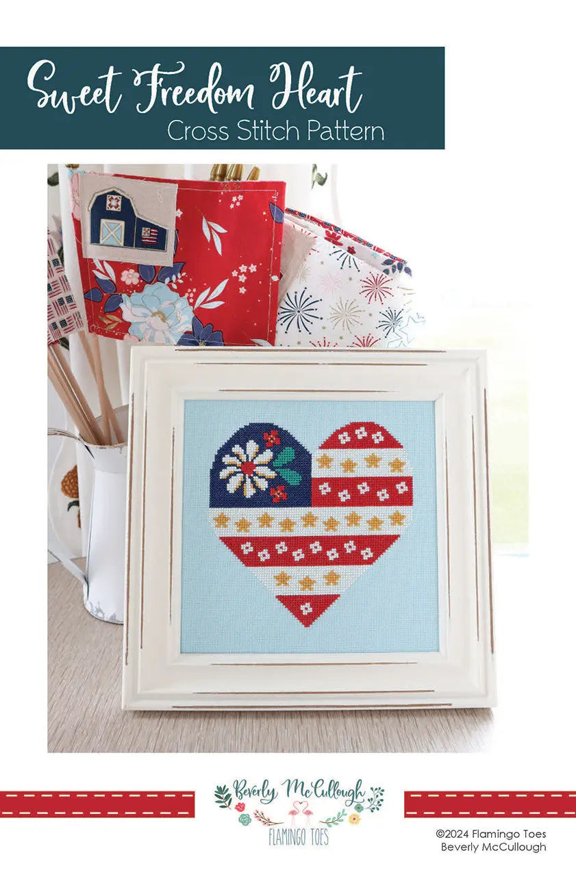 Sweet Freedom Heart Cross Stitch Pattern - Linda's Electric Quilters