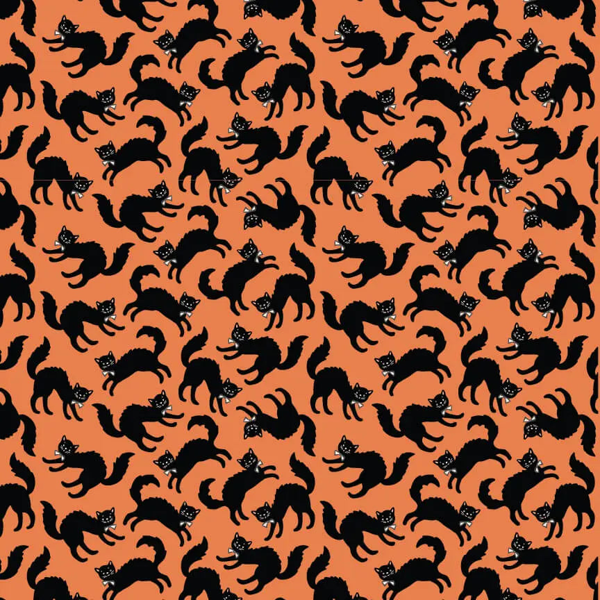 Sweet Tooth - Scaredy Cat - Orange 44" / 45" Fabric Per Yard The Fabric Company