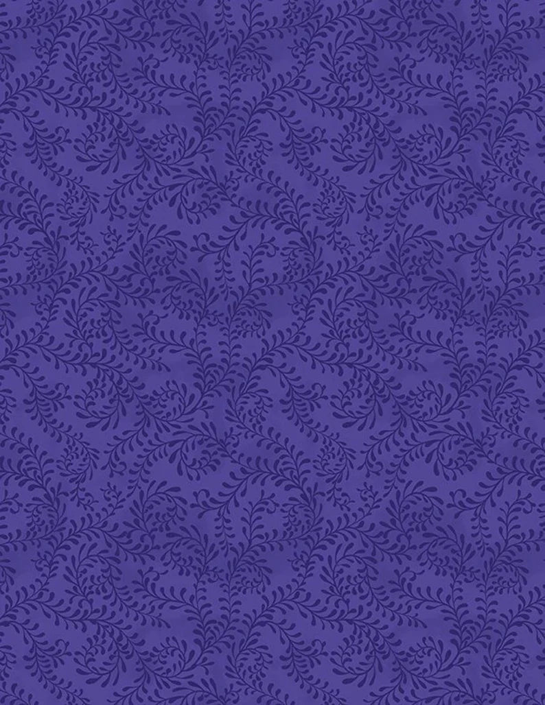 Swirling Leaves Purple novelty quilting fabric by Danielle Leone for Wilmington Prints