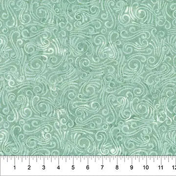 Swirls II Mint Green Cotton Wideback Fabric per yard Northcott