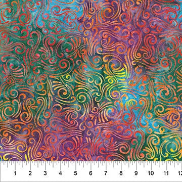 Swirls II Multi Rainbow Cotton Wideback Fabric per yard Northcott