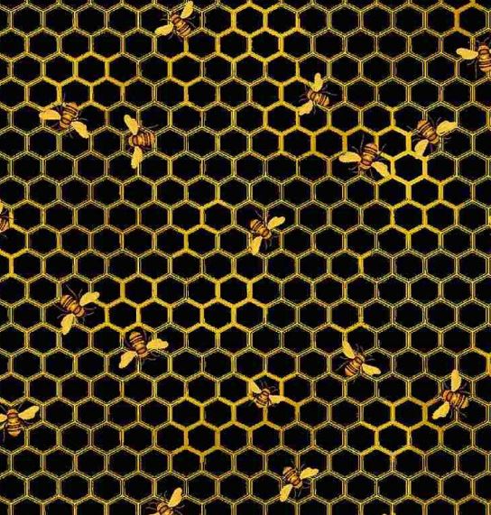 Bees on Honeycomb Cotton 43"/44" Fabric Per Yard