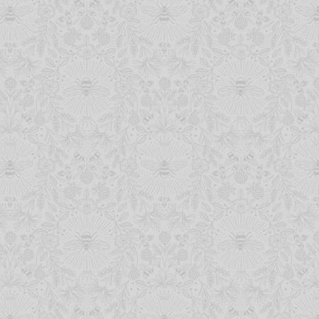 Lewis and Irene Queen Bee grey on grey quilting cotton fabric
