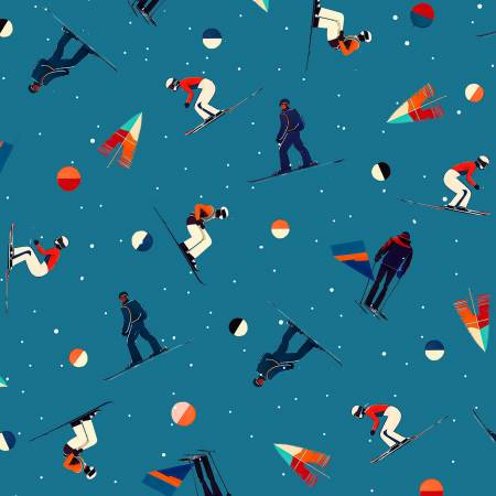 P&B Textiles Timeless Trails Tossed Skiers quilting fabric