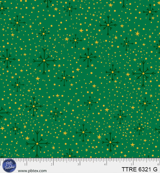 Turnowsky Treasures Twinkling Star Ditzy Green 44"/45" Cotton Fabric Per Yard