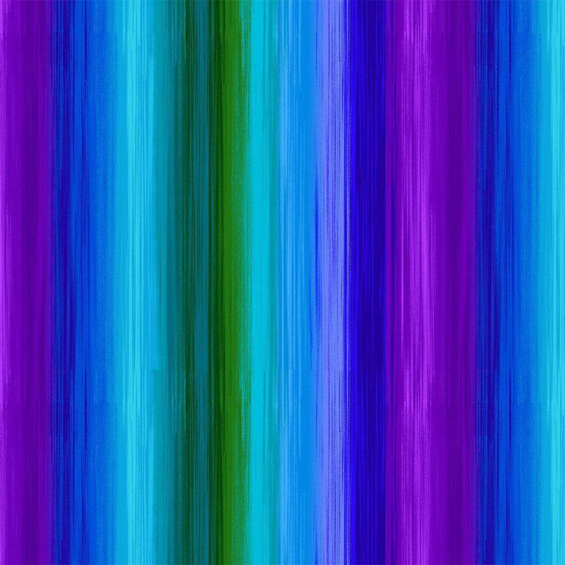 Flourish Peacock Ombre Stripes Cotton 44"/45" Fabric Per Yard